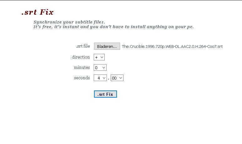 Srtfix - Eenvoudig ondertitels synchroniseren