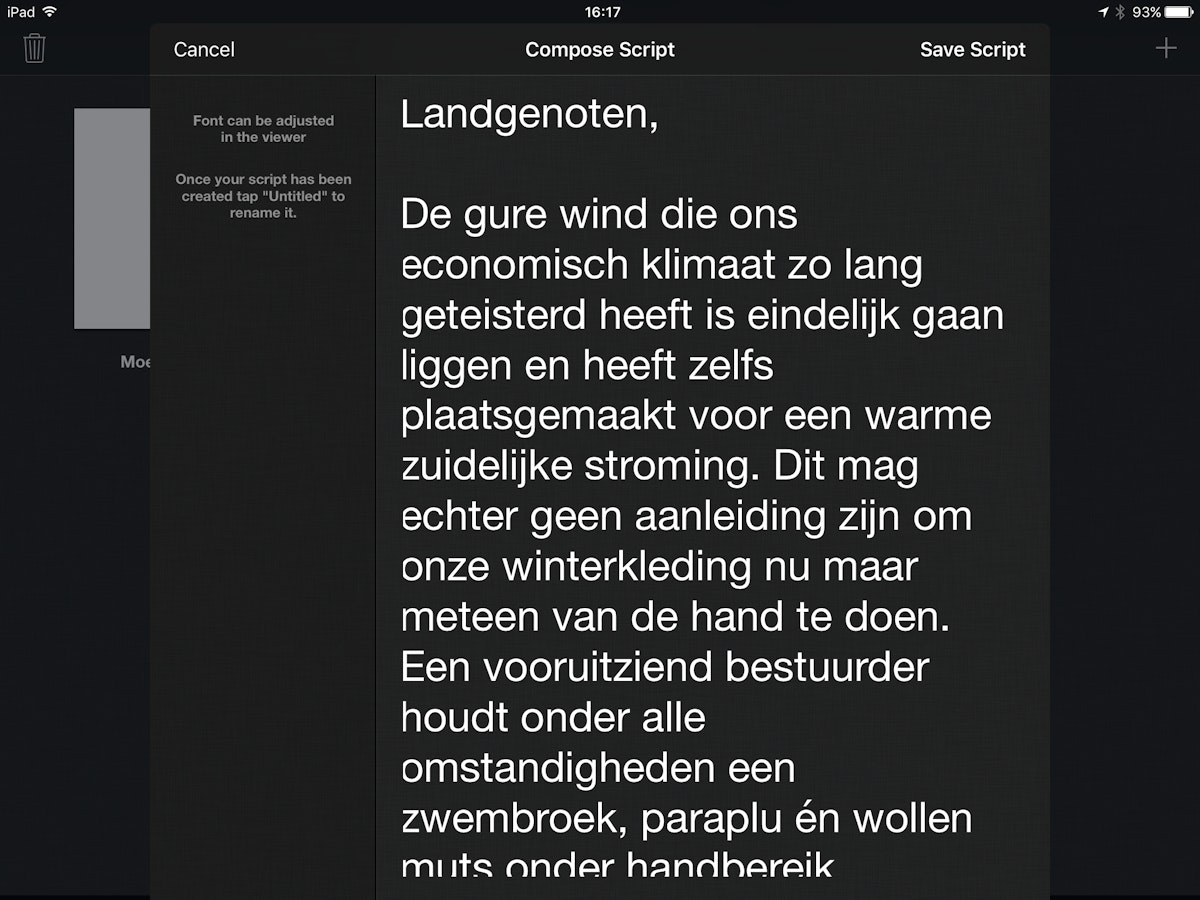 Teleprompter Pro Lite Een eigen autocue op je tablet ID.nl