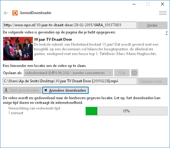 Gemist Downloader - Download programma's van Nederlandse tv-zenders