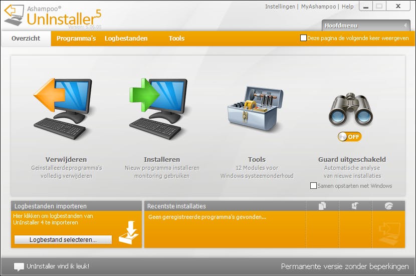 Ashampoo Uninstaller 5 - Ruim rommel van geïnstalleerde programma's op