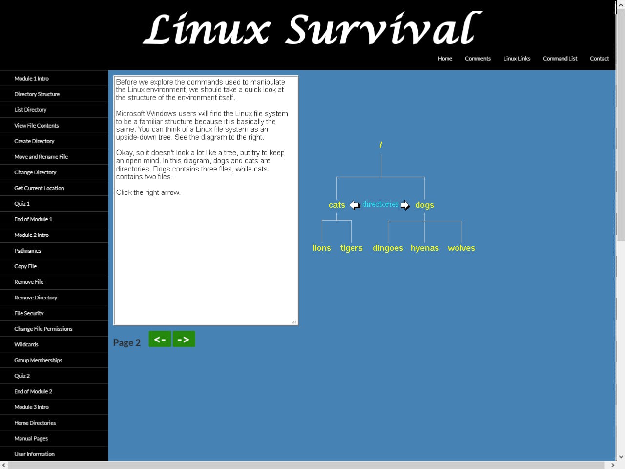 Linux Survival - Leer de belangrijkste Linux-commando's in uw browser