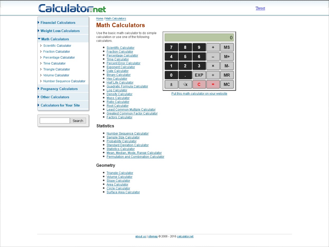Calculator.net - Een rekenmachine voor ieder doel in je browser