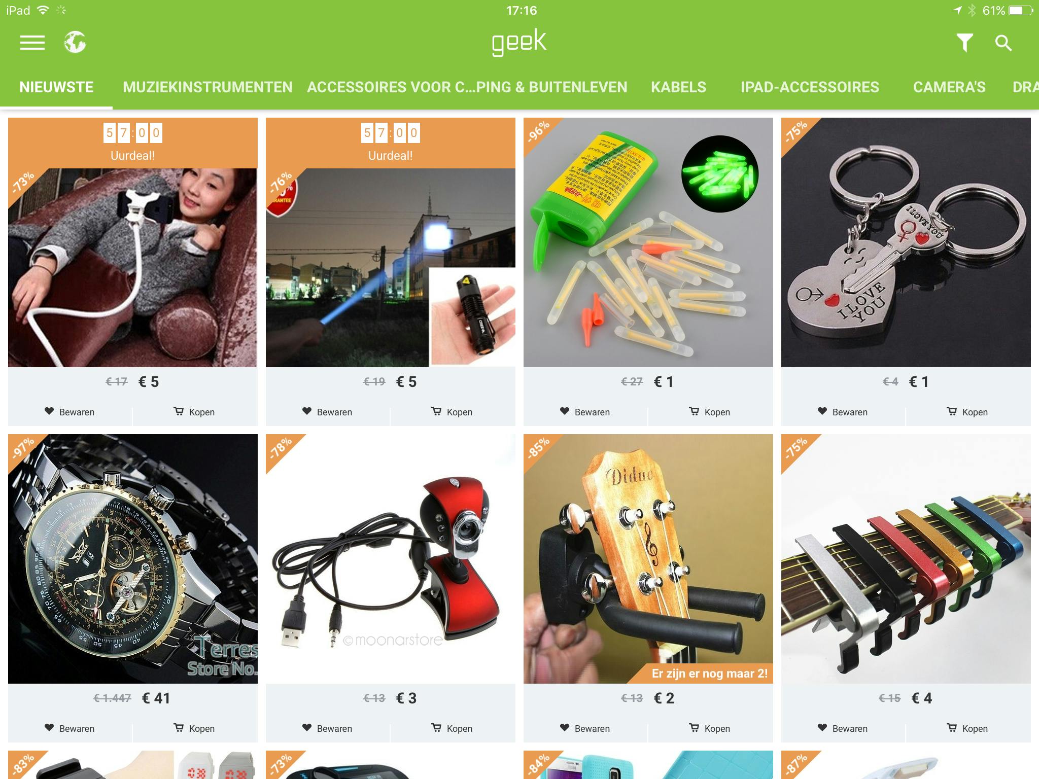 Geek - App om goedkope tech-gadgets te vinden