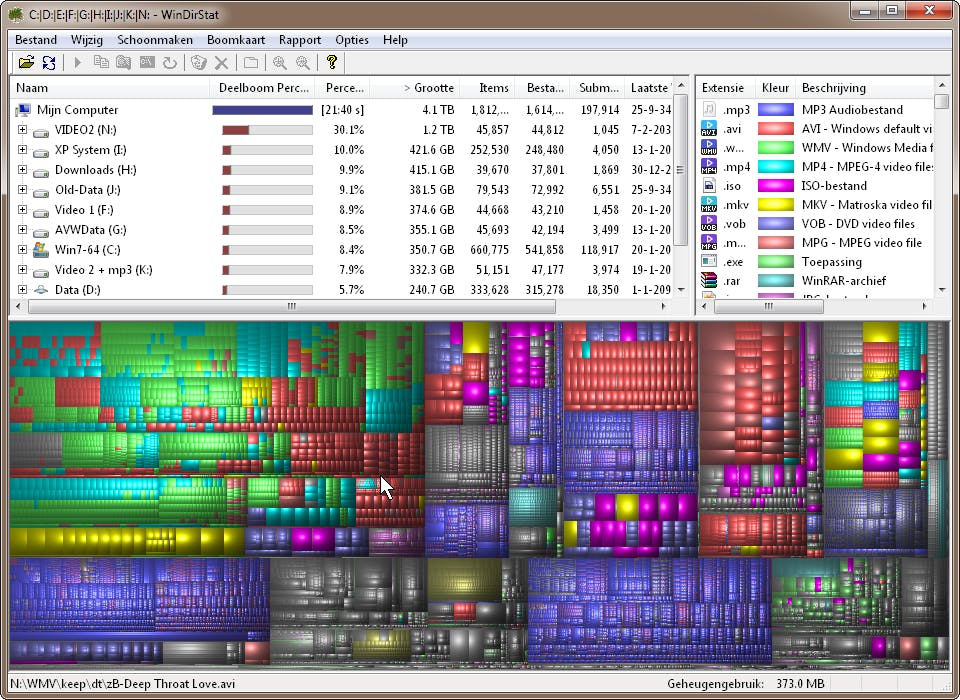 WinDirSat - Vind de ruimtevreters op meerdere harde schijven