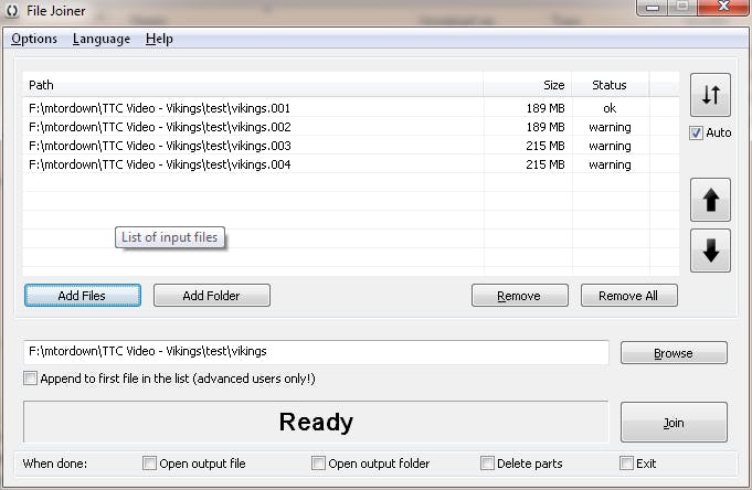 File Joiner - Voeg genummerde bestanden samen