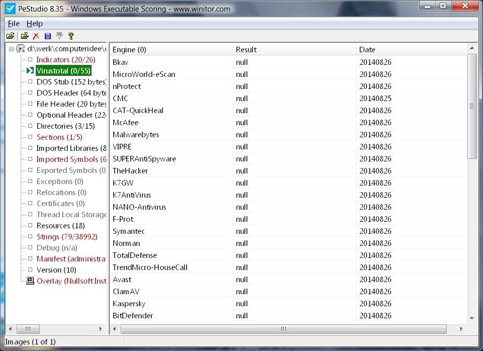 Winitor - Elk exe-bestand ontleed