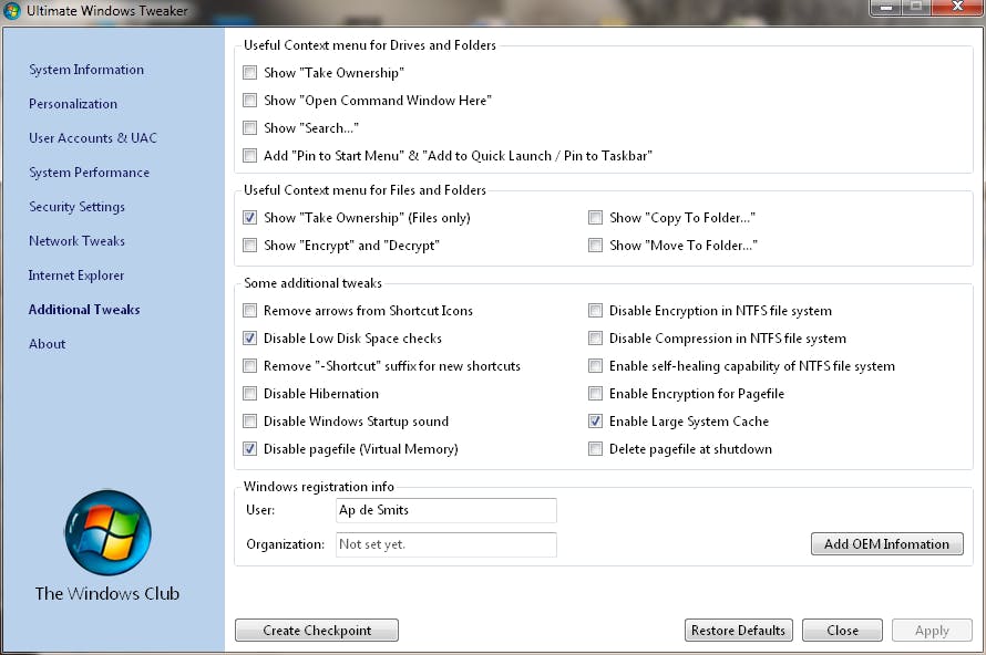 Ultimate Windows Tweaker - Pas Windows 7 en Vista aan