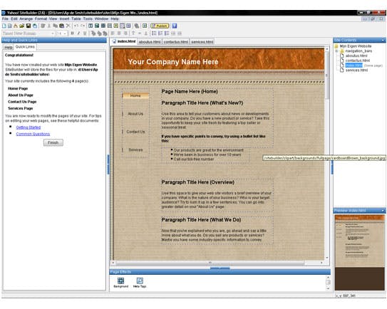 Yahoo’s Site Builder