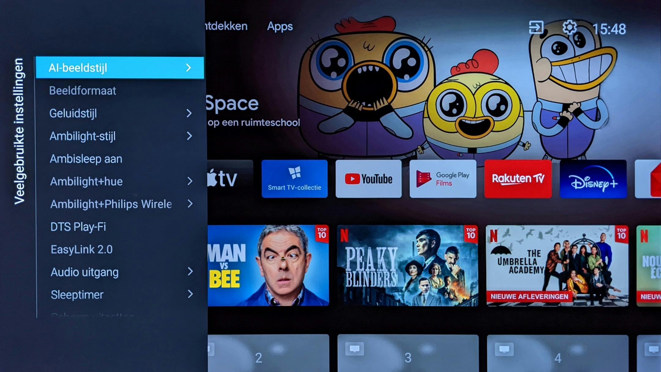 De instellingen op een Philips-televisie...