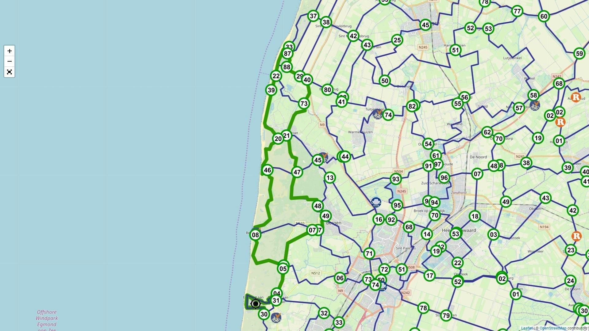 Fietsroute door de duinen