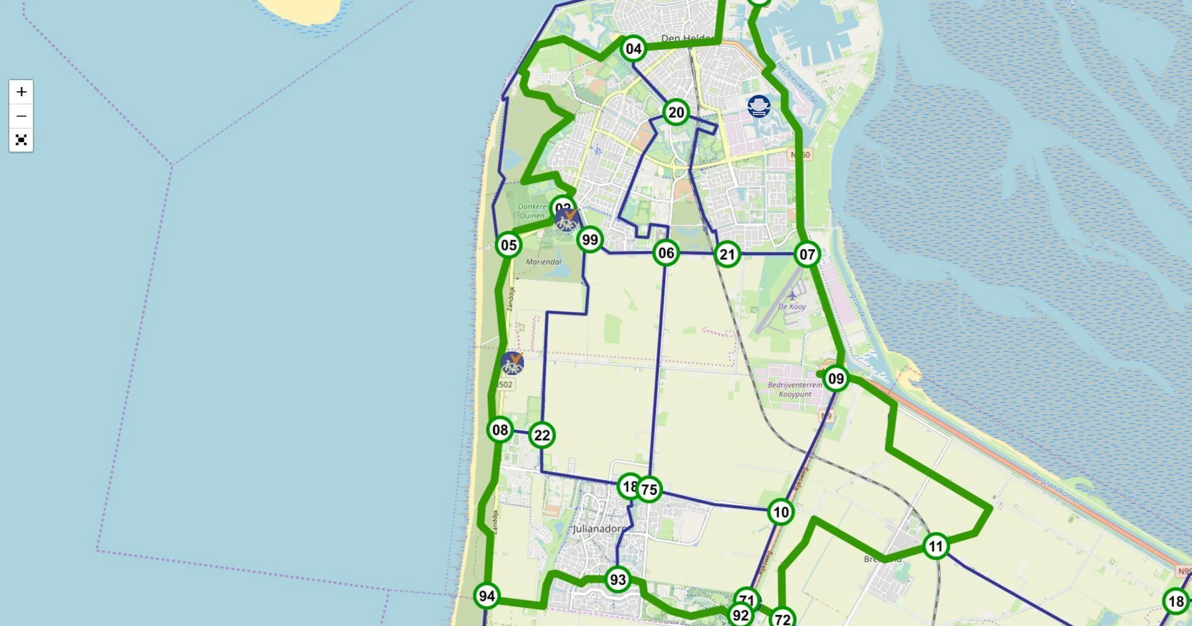 Fietsroute door de kop van Noord-Holland