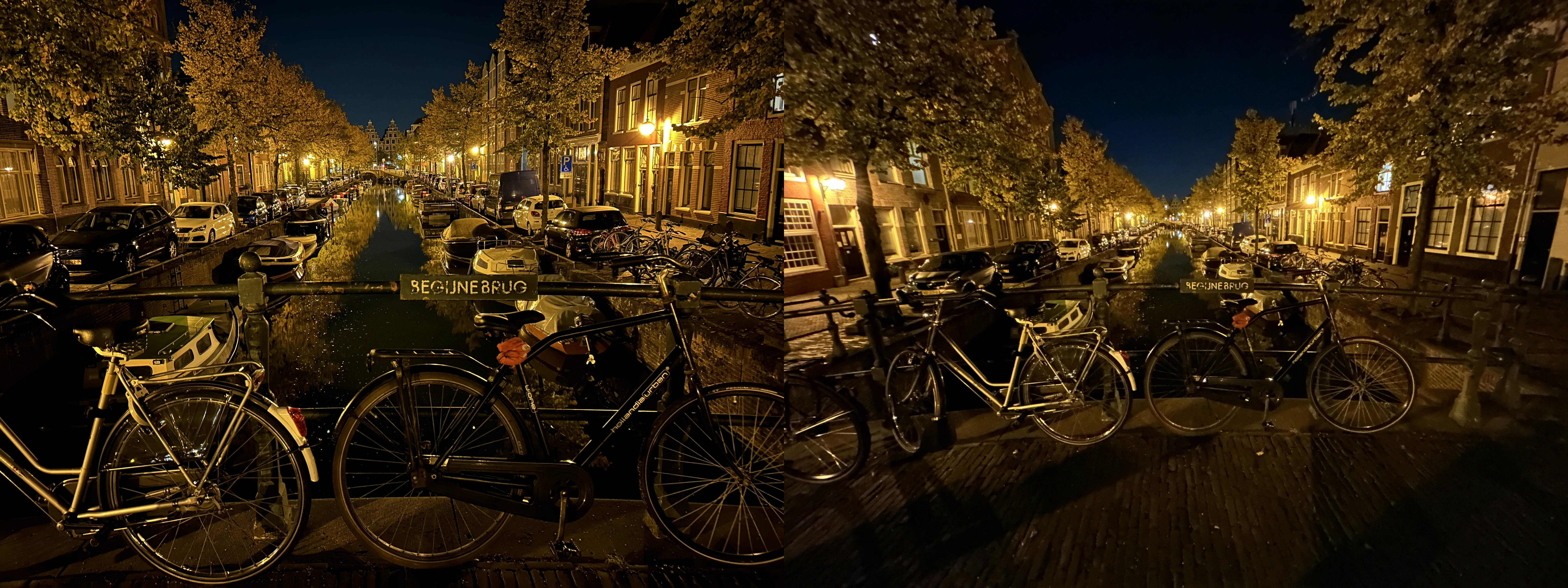 De nachtmodus kan behoorlijk gele foto's opleveren in de stad.