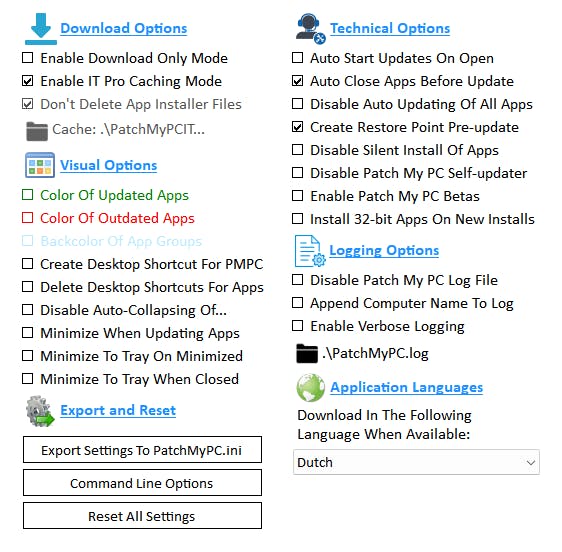 Home Updater bevat enkele interessante functies en opties.