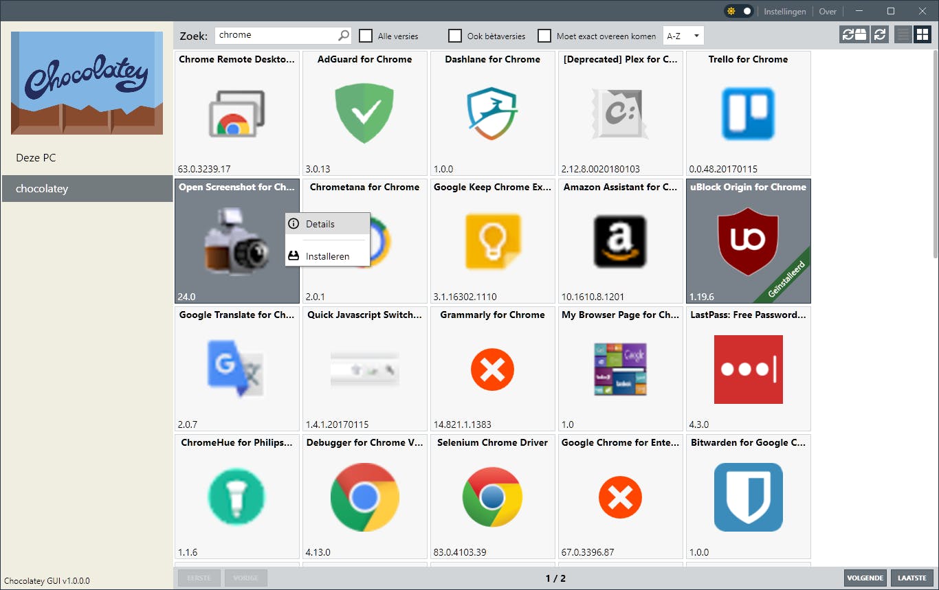 De grafische versie van Chocolatey maakt het wel gebruiksvriendelijker, maar niet (noodzakelijk) sneller.