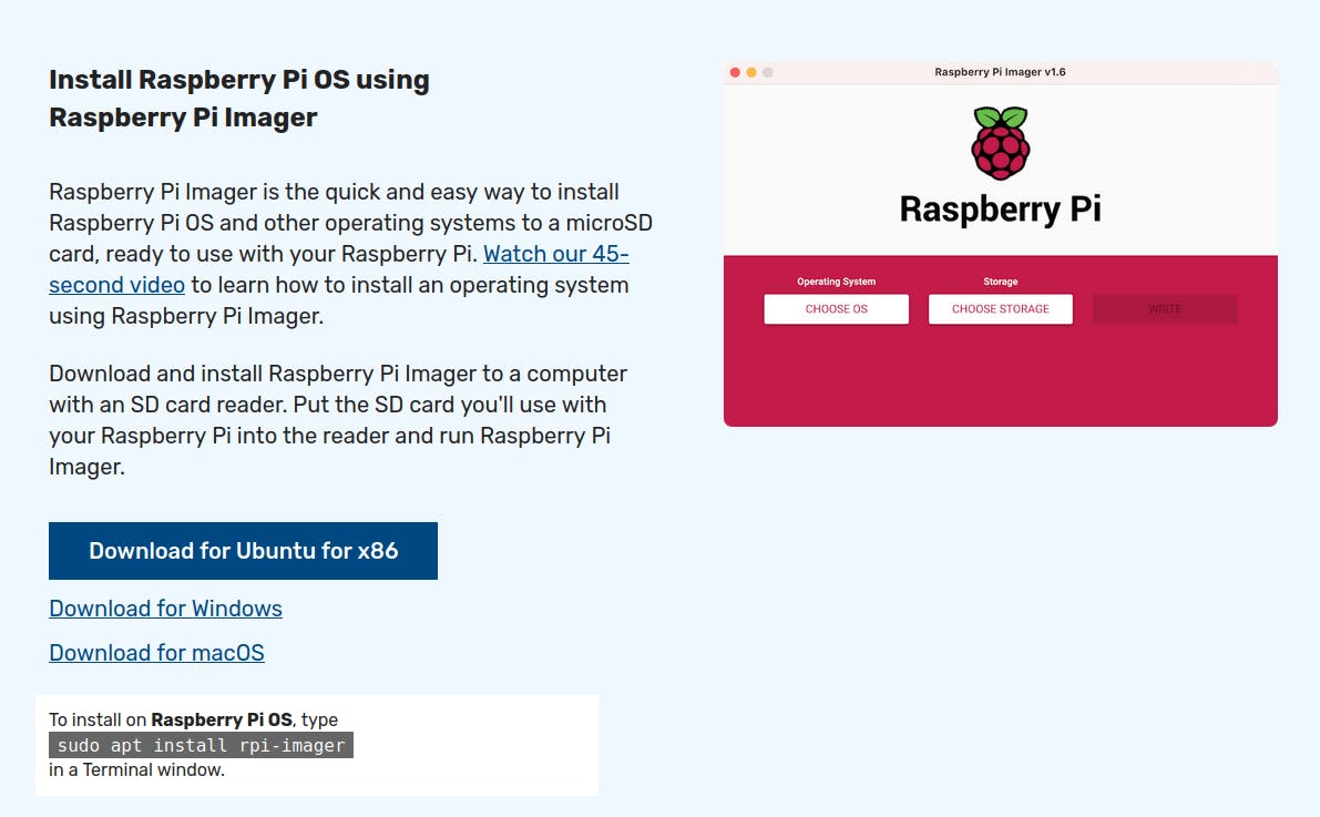 Raspberry Pi Imager is beschikbaar voor Windows, macOS en Linux.