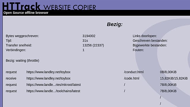 Complete website downloaden met HTTrack