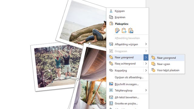 Afbeeldingen over elkaar heen in Word