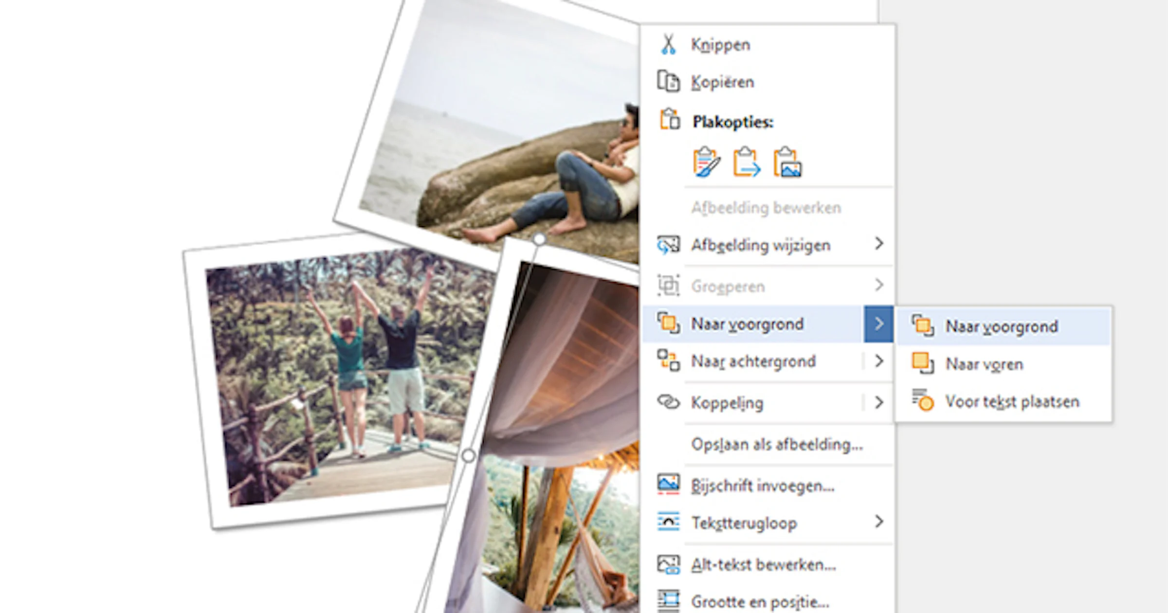 Afbeeldingen over elkaar heen in Word