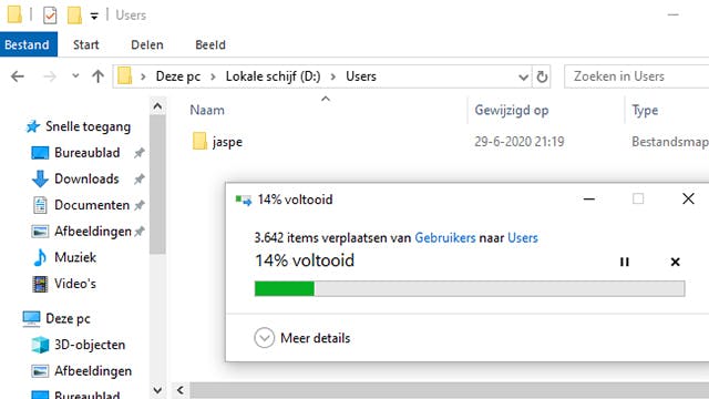 Windows 10: Gebruikersmap verplaatsen naar de D-schijf