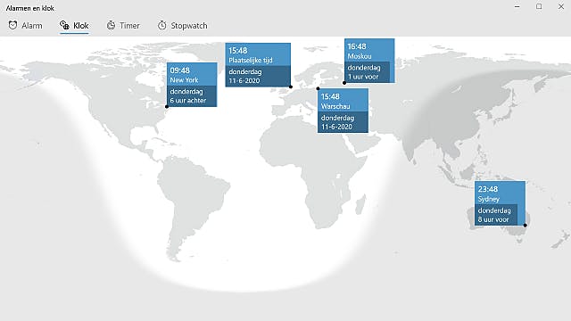 Check tijdsverschillen met Windows 10