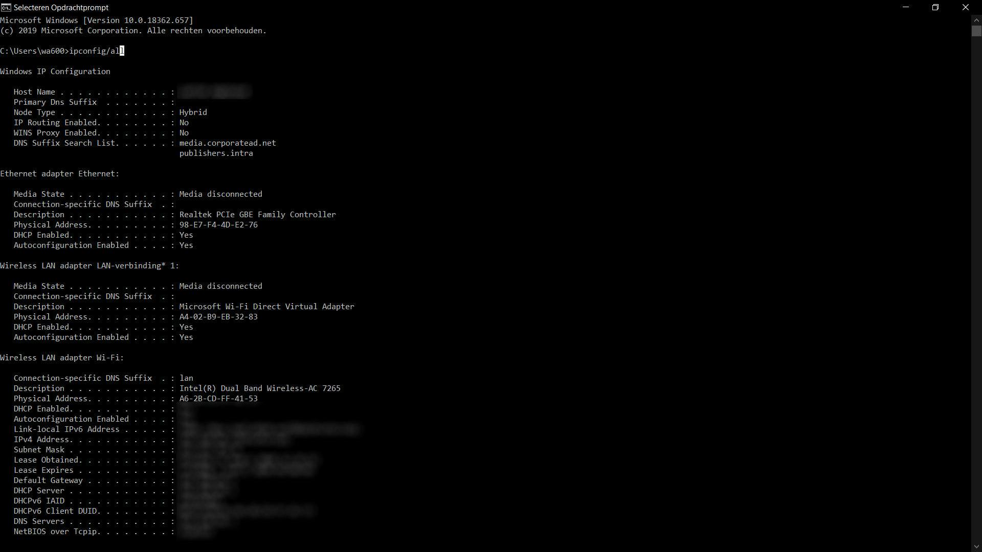 MAC-adres Windows 10 opzoeken