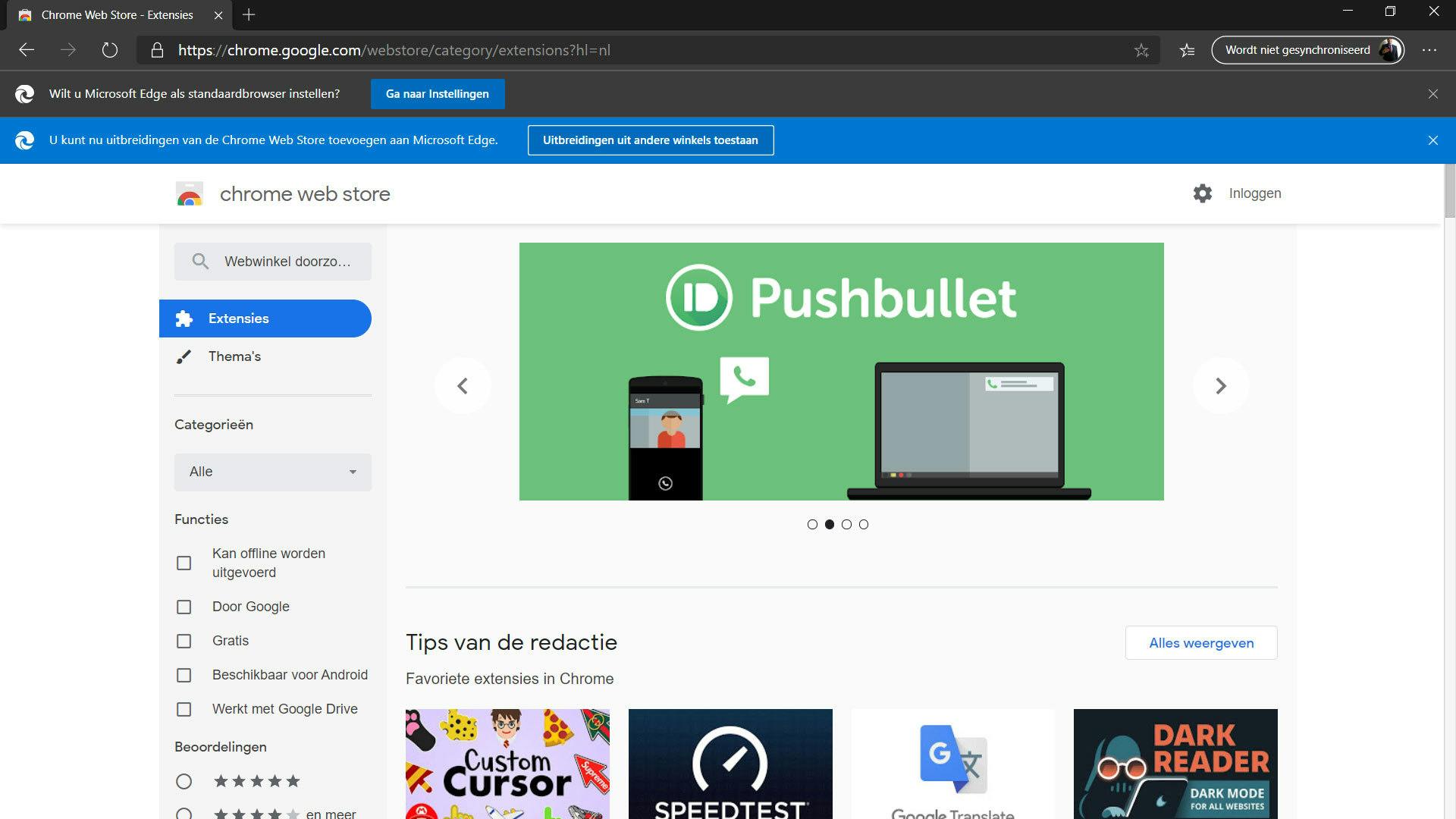 Chrome Web Store in Edge Chromium.