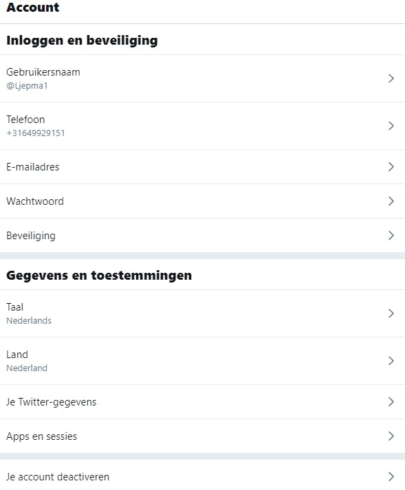 Screenshot van Twitter
