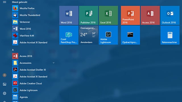 Tem je Windows 10 Startmenu