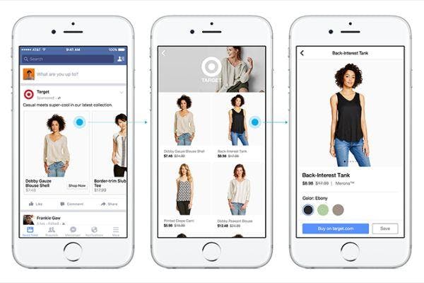 Facebook start proef met winkelsectie