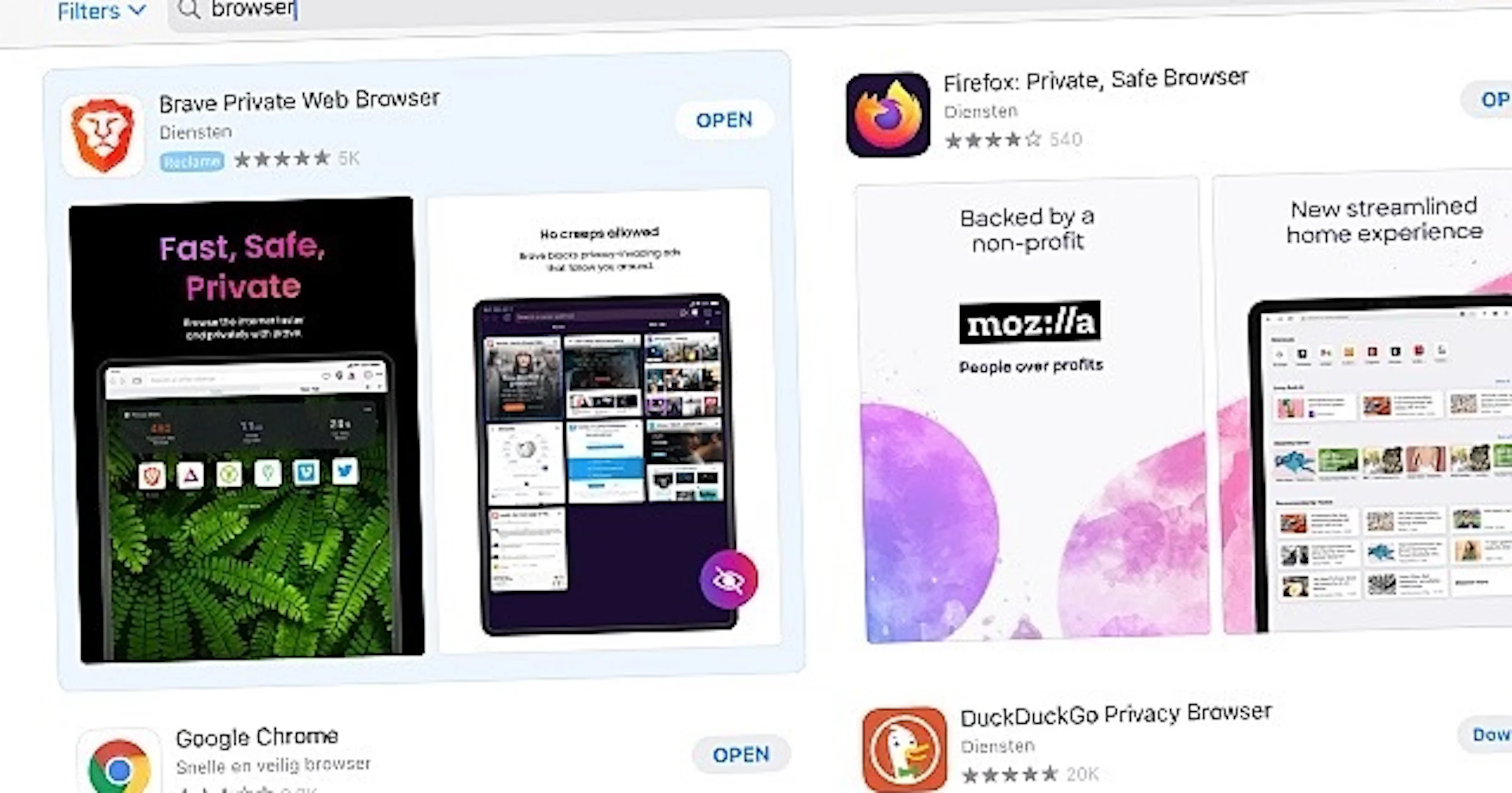 Browsers zonder pull-to-refresh voor iOS en iPadOS