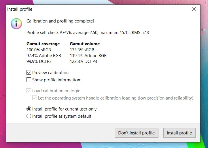 Het OLED-scherm is uitstekend gekalibreerd.