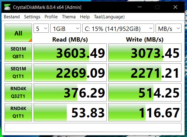 De ssd presteert uitstekend.