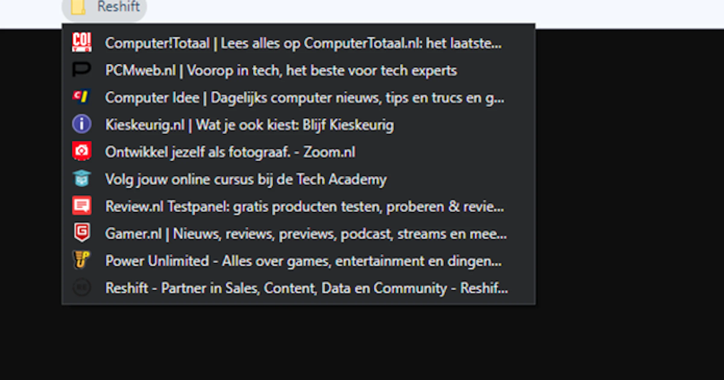 Bookmarkmappen in Chrome, Edge en Firefox