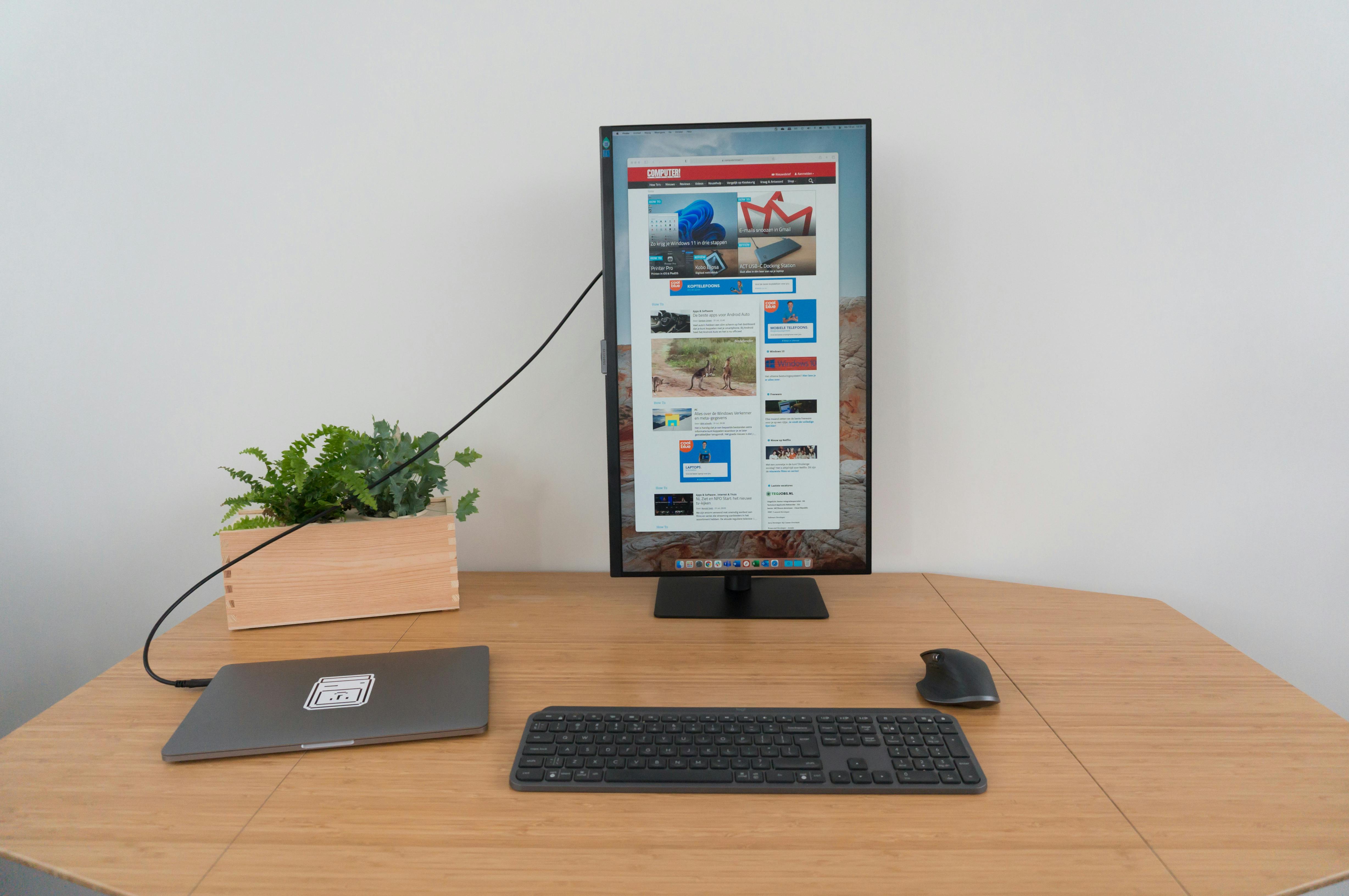 Je kunt het scherm verticaal gebruiken.