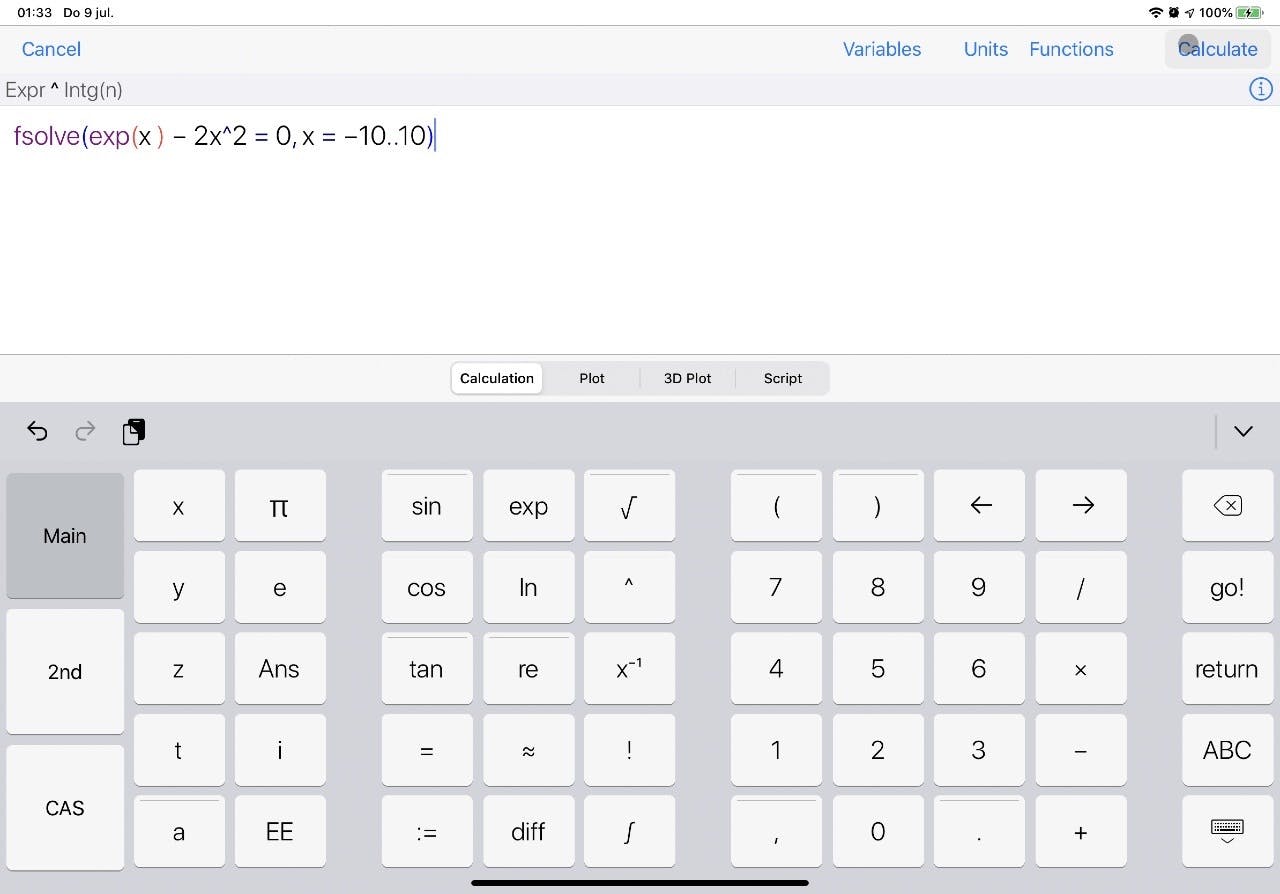 Een solver als die in PocketCAS komt bij wiskundige berekeningen altijd goed van pas (en werkt lekker rap met de stevige CPU’s die iPhones en iPad’s aan boord hebben)