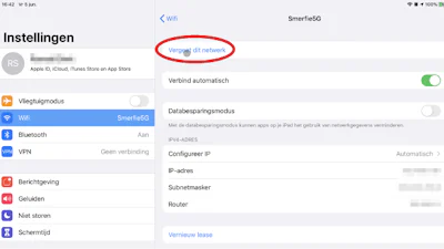 Bluetooth-verbinding en wifi-netwerk vergeten in IOS