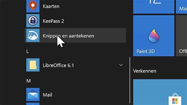Windows 10 screenshots maken met Knippen en aantekenen