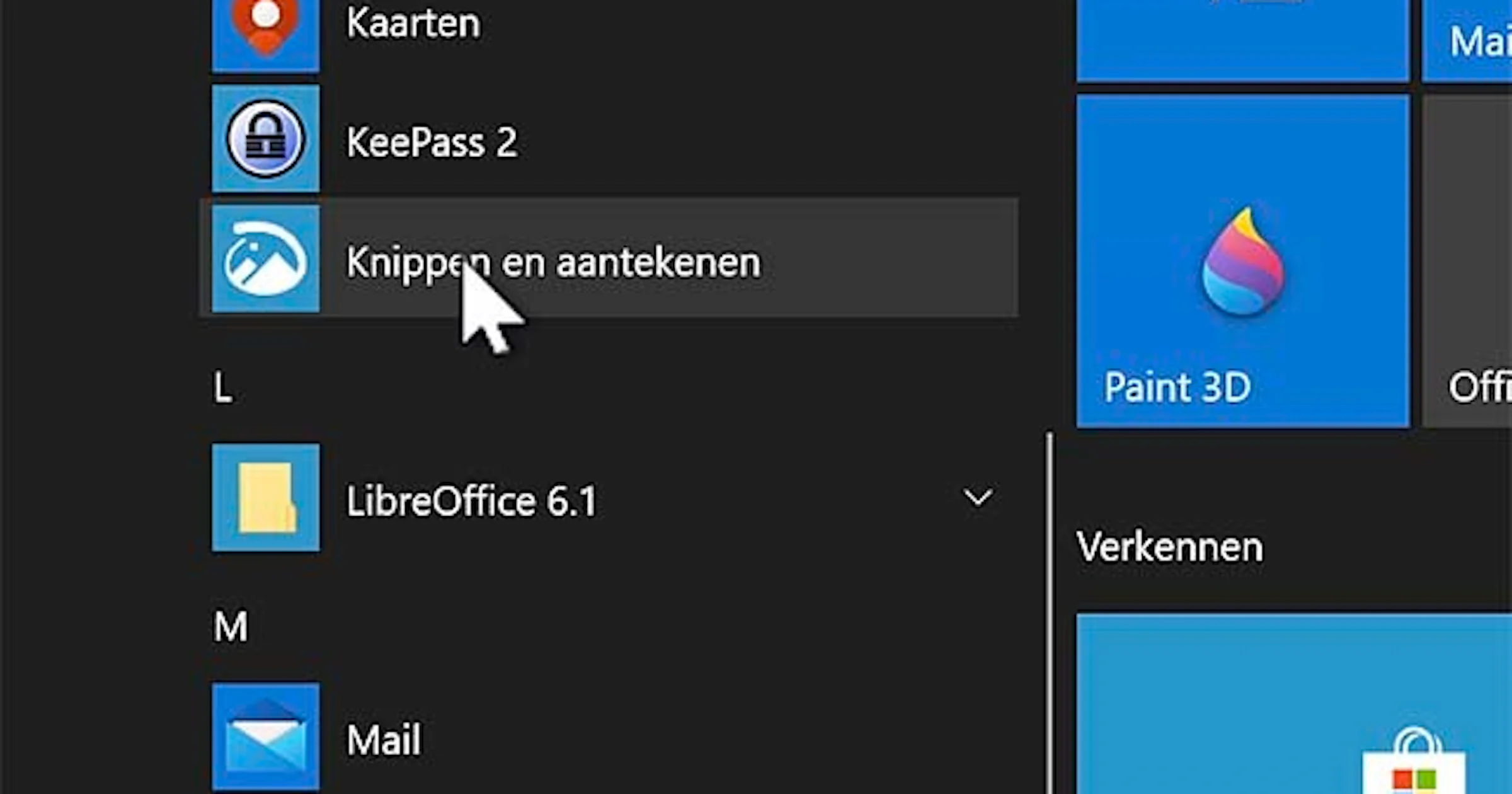 Windows 10 screenshots maken met Knippen en aantekenen