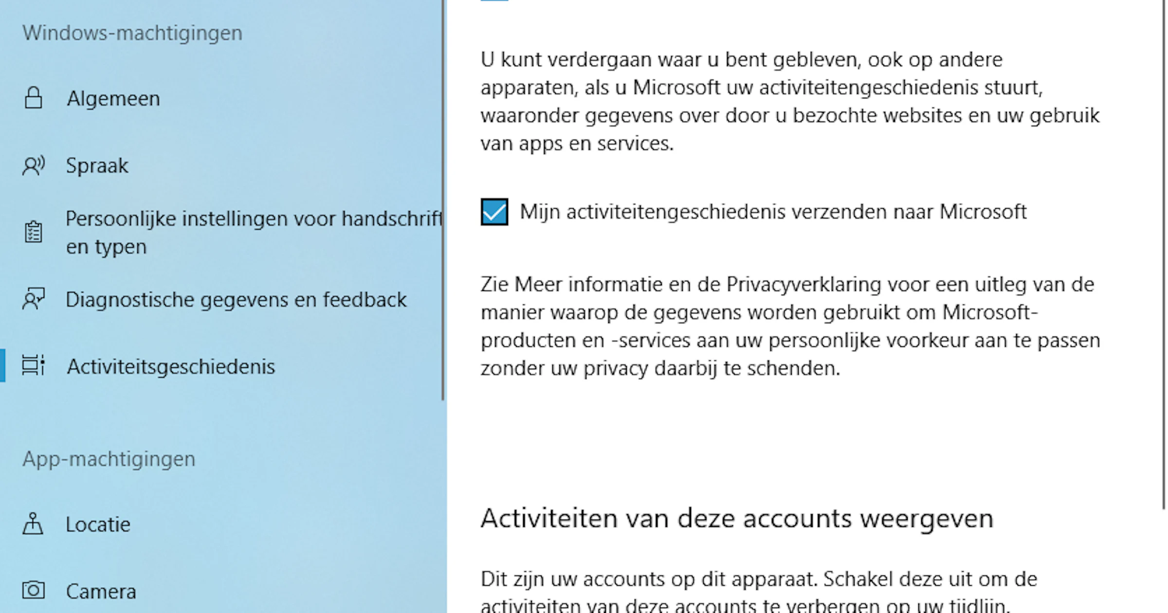 Welke informatie houdt Windows 10 bij?