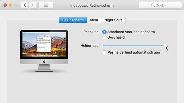 Automatisch dimmen beeldscherm uitzetten in macOS