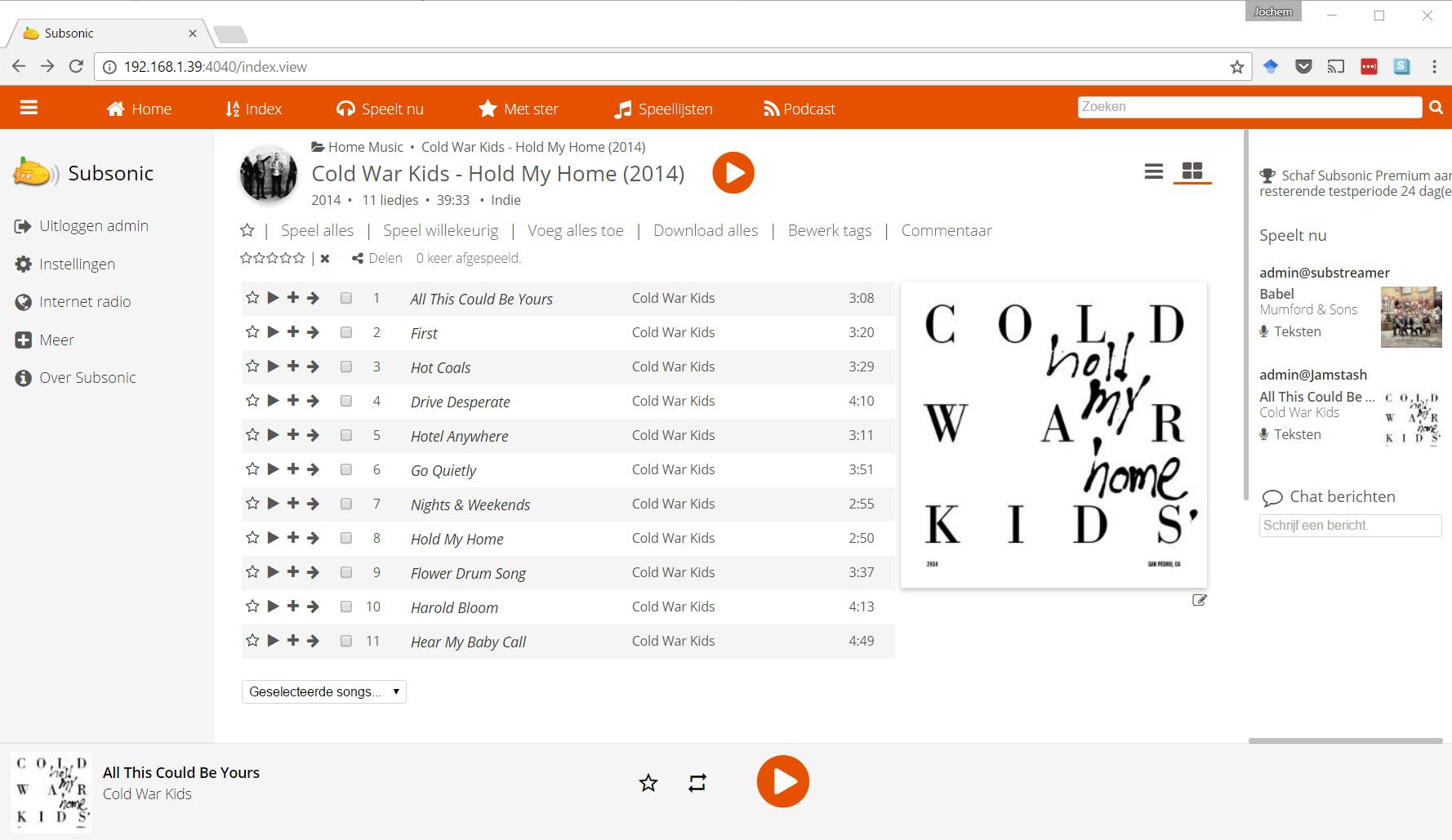 Stream je eigen muziek met Subsonic
