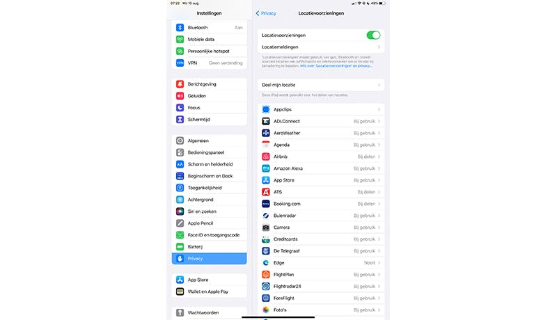 Bepaal of de telefoon locatiegegevens mag prijsgeven.