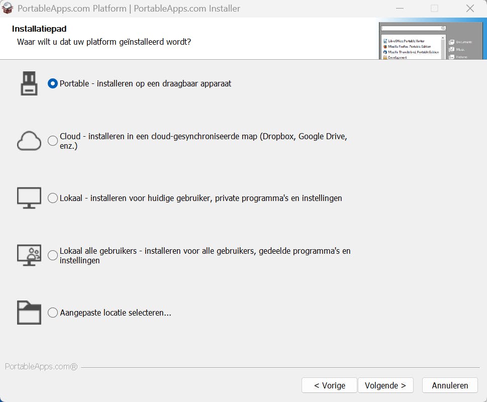 Je kunt PortableApps op verschillende manieren gebruiken of ‘installeren’.