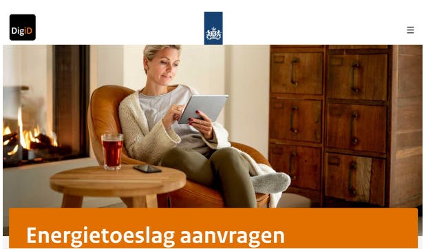 Voorbeeld van energietoeslagen pagina gemaakt door criminelen