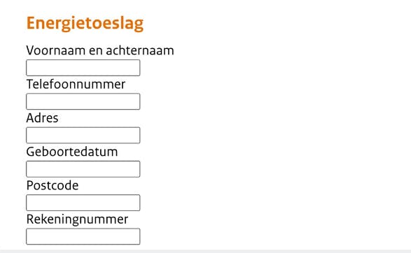 Voorbeeld van aanvraagformulier gemaakt door criminelen