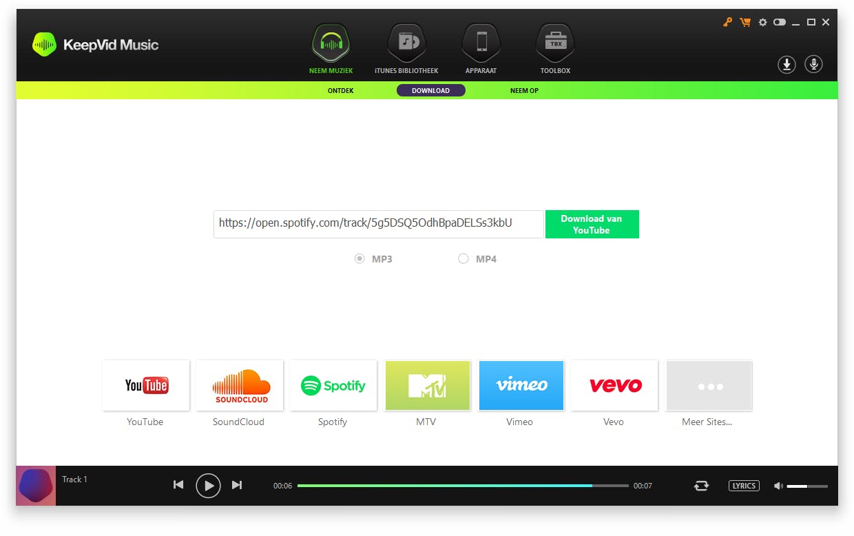 Het programma biedt je toegang tot een wereld aan muziek.