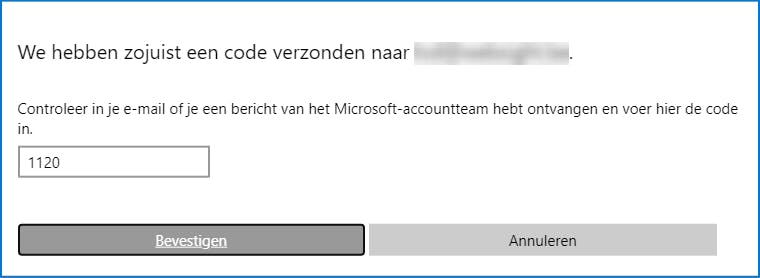 U ontvangt een bevestigingscode op een ander e-mailadres.