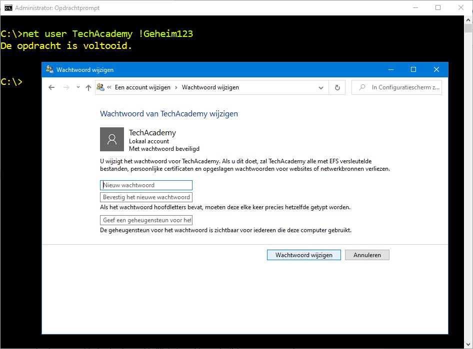 Een administrator kan altijd nog het (vergeten) wachtwoord van een ander account aanpassen.
