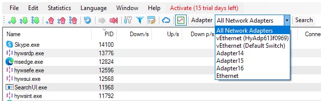 Welke netwerkadapter wil je in de gaten houden?