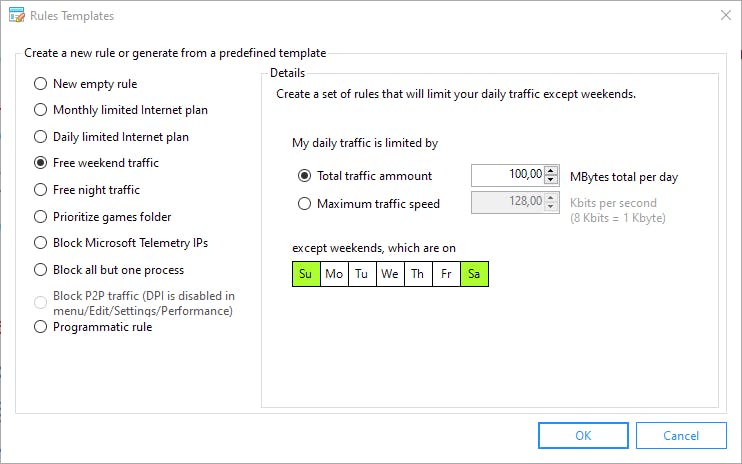 De regelsjablonen zijn handig om bijvoorbeeld de instellingen voor het weekend aan te passen.